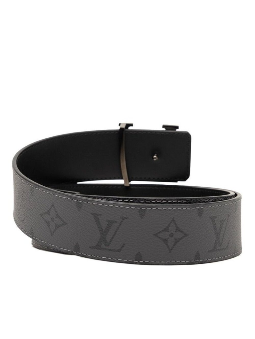 Louis Vuitton Monogram Eclipse Belt LV Initial 40 mm Reversible 95 38 Gray - Picture 3 of 5